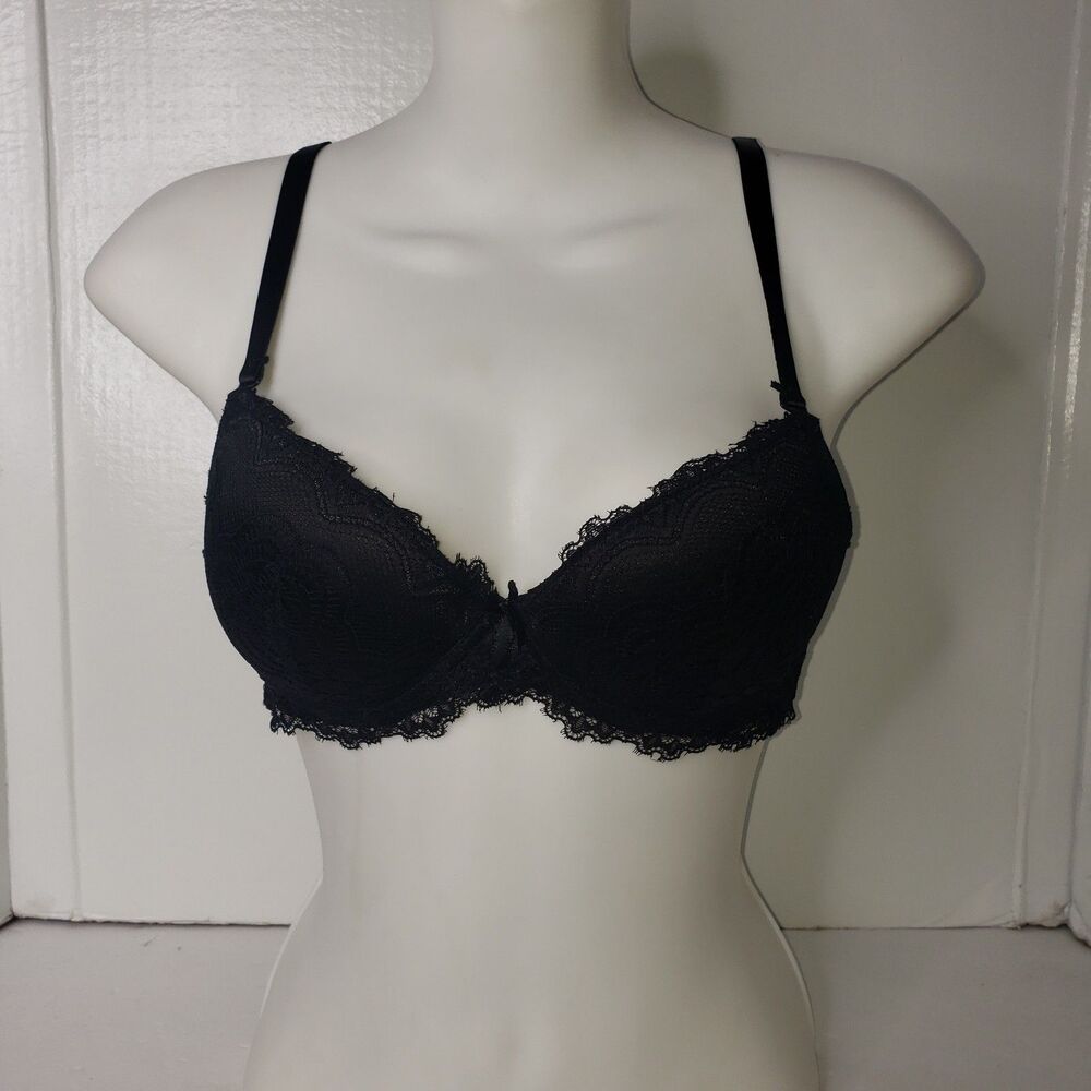 SOPHIE B Underwire Push Up Adjustable Multi-Wear Straps Black Lace Bra Size 34B